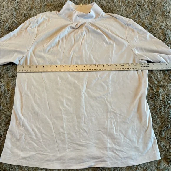 Brooks Brothers White Elbow Length Mock Neck Top - Picture 2 of 5